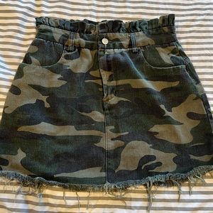 Short camo jean skirt